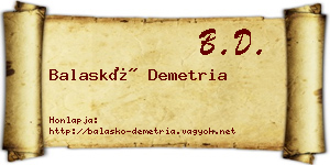 Balaskó Demetria névjegykártya